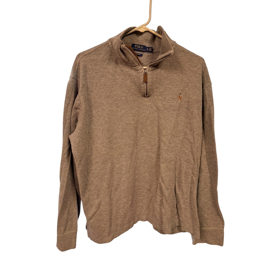 Polo Ralph Lauren Mens Estate Rib Quarter Zip Pullover Gray XL Long Sleeve Logo